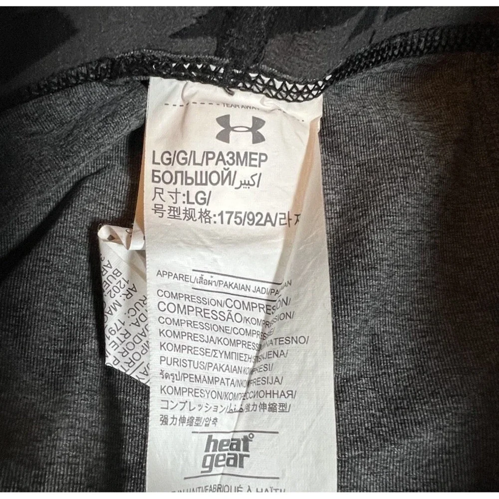 Under Armour Large Compression Leggings Knee Length Gray Gym Cross Training